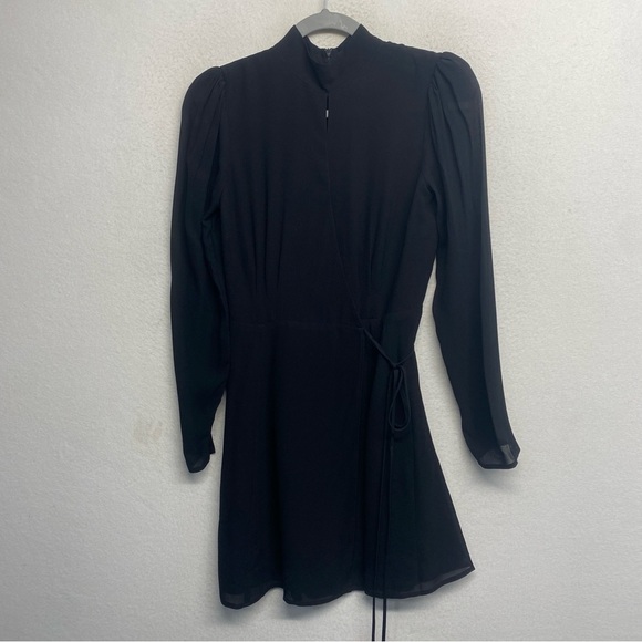 Reformation Ottessa Long-Sleeve Surplice Minidress Black Sz Small - Picture 10 of 16